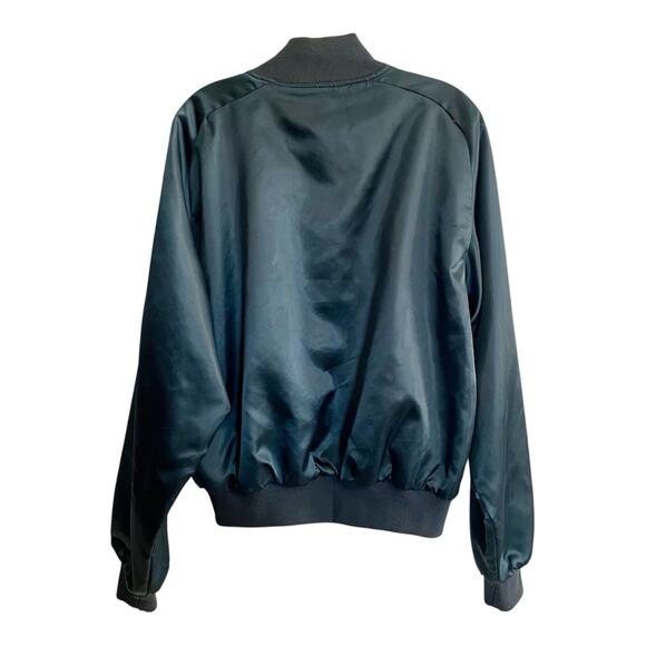 Vintage West Wind Jacket Men Sz Large Blue Snap Button Bomber Varsity USA Satin - Picture 2 of 7